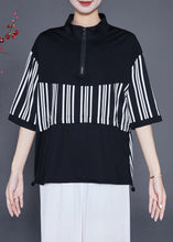 Load image into Gallery viewer, Loose Black Zip Up Striped Cotton Sweatshirts Tracksuits Summer