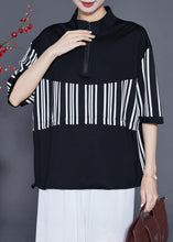 Load image into Gallery viewer, Loose Black Zip Up Striped Cotton Sweatshirts Tracksuits Summer