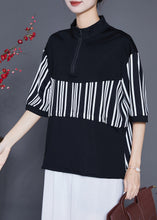 Load image into Gallery viewer, Loose Black Zip Up Striped Cotton Sweatshirts Tracksuits Summer