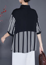 Load image into Gallery viewer, Loose Black Zip Up Striped Cotton Sweatshirts Tracksuits Summer