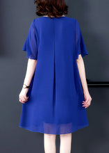 Load image into Gallery viewer, Loose Blue O Neck Solid Chiffon Dresses Summer