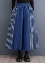 Load image into Gallery viewer, Loose Blue Striped Elastic Waist Denim Wide Leg Pants Fall