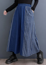 Load image into Gallery viewer, Loose Blue Striped Elastic Waist Denim Wide Leg Pants Fall