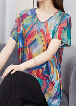 Load image into Gallery viewer, Loose Colorblock V Neck Patchwork Cotton T Shirt Top Summer