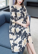 Load image into Gallery viewer, Loose Floral O Neck Print Lace Patchwork Chiffon Dresses Summer