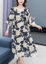 Load image into Gallery viewer, Loose Floral O Neck Print Lace Patchwork Chiffon Dresses Summer