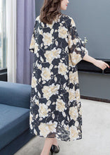 Load image into Gallery viewer, Loose Floral O Neck Print Lace Patchwork Chiffon Dresses Summer