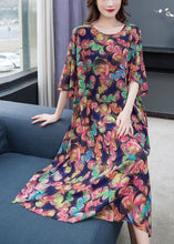 Load image into Gallery viewer, Loose Floral O-Neck Side Open Patchwork Chiffon Long Dresses Summer