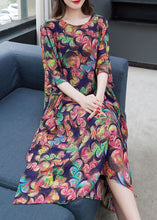 Load image into Gallery viewer, Loose Floral O-Neck Side Open Patchwork Chiffon Long Dresses Summer