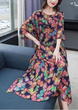 Load image into Gallery viewer, Loose Floral O-Neck Side Open Patchwork Chiffon Long Dresses Summer