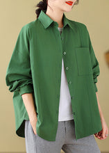 Load image into Gallery viewer, Loose Green Button Pockets Cotton Shirt Long Sleeve