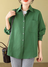 Load image into Gallery viewer, Loose Green Button Pockets Cotton Shirt Long Sleeve