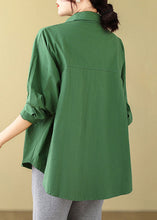 Load image into Gallery viewer, Loose Green Button Pockets Cotton Shirt Long Sleeve