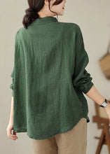 Load image into Gallery viewer, Loose Green Patchwork Button Pockets Shirts Long Sleeve