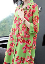 Load image into Gallery viewer, Loose Green Peter Pan Collar Print Chiffon Blouse Top Spring