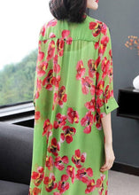 Load image into Gallery viewer, Loose Green Peter Pan Collar Print Chiffon Blouse Top Spring