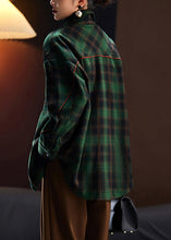 Load image into Gallery viewer, Loose Green Plaid Button Patchwork Woolen Shirt Spring