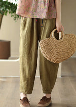 Load image into Gallery viewer, Loose Green Pockets Tie Waist Linen Wide Leg Pants