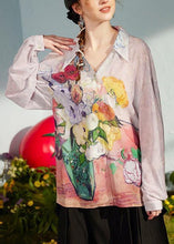 Load image into Gallery viewer, Loose Green Print Patchwork Chiffon Shirt Long Sleeve