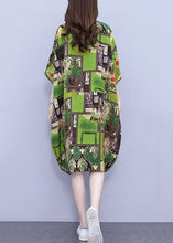 Load image into Gallery viewer, Loose Green Print Pockets Cotton Shirts Dress Half Sleeve