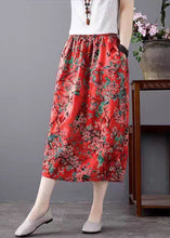 Load image into Gallery viewer, Loose Green Print Pockets Elastic Waist Cotton Skirt Summer