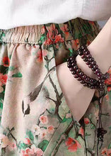 Load image into Gallery viewer, Loose Green Print Pockets Elastic Waist Cotton Skirt Summer