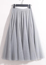 Load image into Gallery viewer, Loose Grey Solid Elastic Waist Tulle Skirts Summer