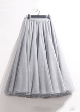 Load image into Gallery viewer, Loose Grey Solid Elastic Waist Tulle Skirts Summer