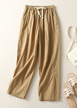 Load image into Gallery viewer, Loose Khaki Pockets Drawstring Cotton Crop Pants Summer