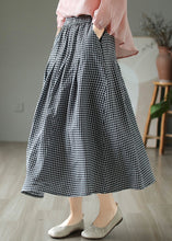 Load image into Gallery viewer, Loose Large Plaid Pockets Elastic Waist Cotton Skirts Summer