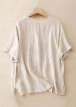 Load image into Gallery viewer, Loose Linen O Neck Print Side Open Linen T Shirts Summer