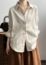 Load image into Gallery viewer, Loose Milky White Peter Pan Collar Button Cotton Shirt Long Sleeve