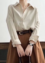 Load image into Gallery viewer, Loose Milky White Peter Pan Collar Button Cotton Shirt Long Sleeve