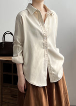 Load image into Gallery viewer, Loose Milky White Peter Pan Collar Button Cotton Shirt Long Sleeve