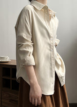 Load image into Gallery viewer, Loose Milky White Peter Pan Collar Button Cotton Shirt Long Sleeve