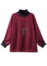 Load image into Gallery viewer, Loose Mulberry Ruffled Warm Fleece Sweatshirts Top Winter