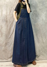 Load image into Gallery viewer, Loose Navy Patchwork Denim Dress With Straps Spring Summer