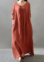 Load image into Gallery viewer, Loose Orange O-Neck Long Dress Spring