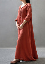 Load image into Gallery viewer, Loose Orange O-Neck Long Dress Spring