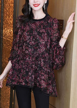 Load image into Gallery viewer, Loose Photo Color O Neck Print Chiffon Shirt Spring