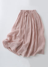 Load image into Gallery viewer, Loose Pink Drawstring Lace Linen Skirt Summer