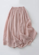 Load image into Gallery viewer, Loose Pink Drawstring Lace Linen Skirt Summer