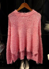 Load image into Gallery viewer, Loose Pink Hollow Out Low High Design Knit Top Long Sleeve