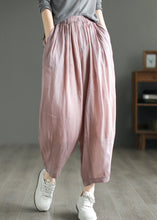 Load image into Gallery viewer, Loose Pink Pockets Elastic Waist Linen Pants Summer