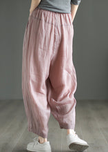 Load image into Gallery viewer, Loose Pink Pockets Elastic Waist Linen Pants Summer