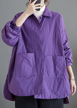 Load image into Gallery viewer, Loose Purple Peter Pan Collar Pockets Patchwork Parkas Coats Long Sleeve