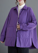 Load image into Gallery viewer, Loose Purple Peter Pan Collar Pockets Patchwork Parkas Coats Long Sleeve