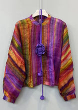 Load image into Gallery viewer, Loose Rainbow Button Print Linen Shirt Long Sleeve