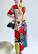 Load image into Gallery viewer, Loose Red O Neck Print Cotton Long Dresses Summer