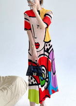 Load image into Gallery viewer, Loose Red O Neck Print Cotton Long Dresses Summer